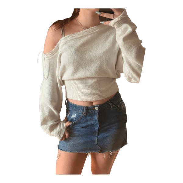 White off-shoulder sweater
