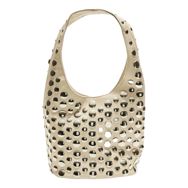 Beige skuldertaske med nitter