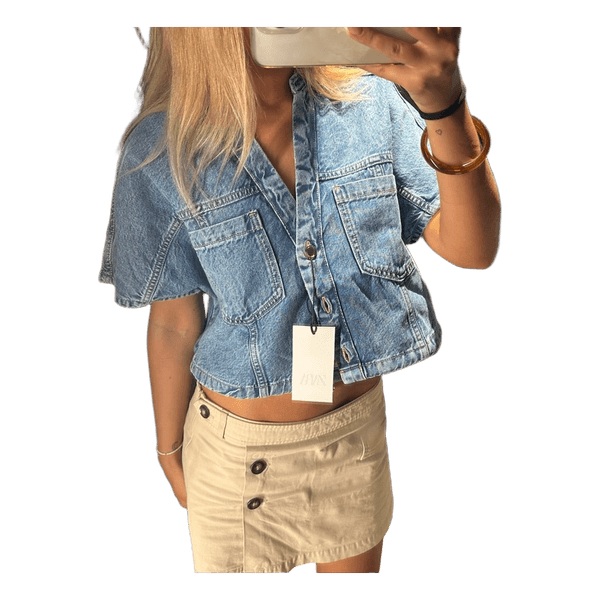 Zara kortærmet denimskjorte