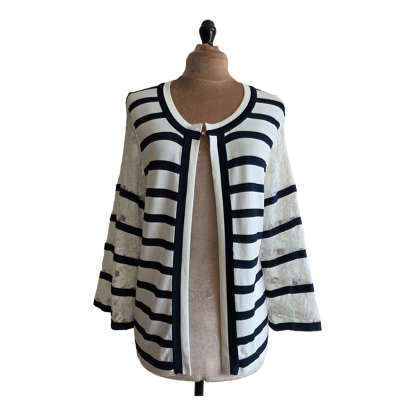 Edward Achour Paris striped cardigan with lace sleeves (38 / M)