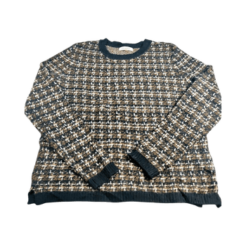Calvin Klein Tweed Knit Boxy Sweater - Brown Black White - S