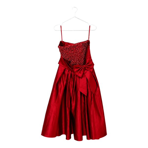 Red sequin bow dress