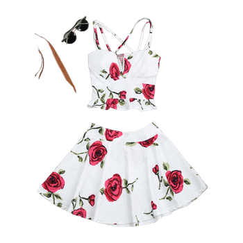 Floral Bralet and Mini Skirt
