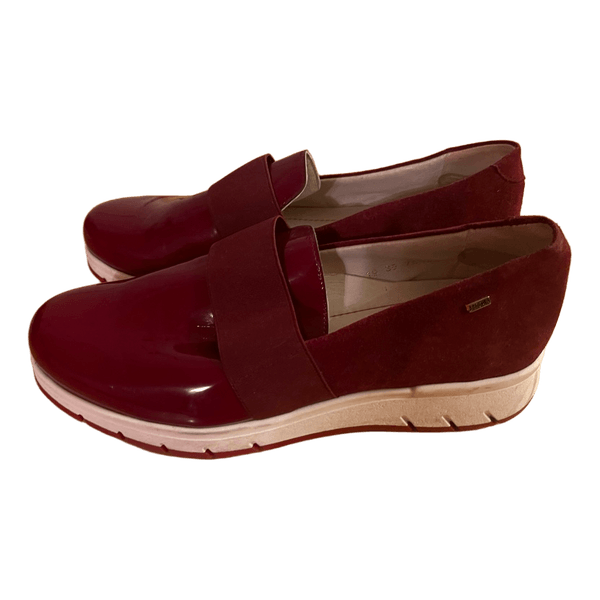Burgundy patent loafers