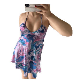 Marble print halter dress