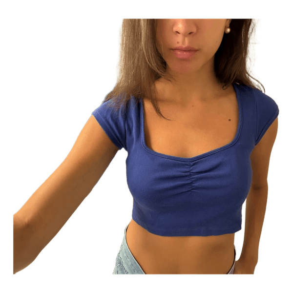 Blue ribbed crop top