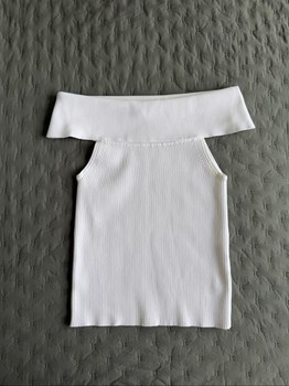 White ribbed off-shoulder top