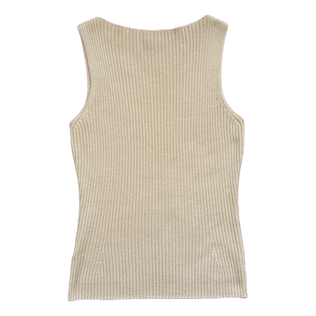 Beige ribbed knit top