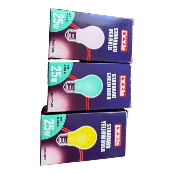 Three colored light bulbs