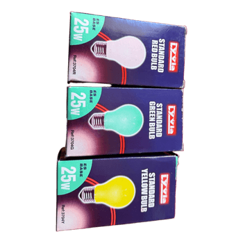 Three colored light bulbs