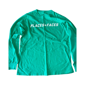 Places+Faces Green Long Sleeve Logo Tee (Reflective Print)