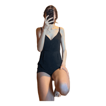 Black sleeveless playsuit