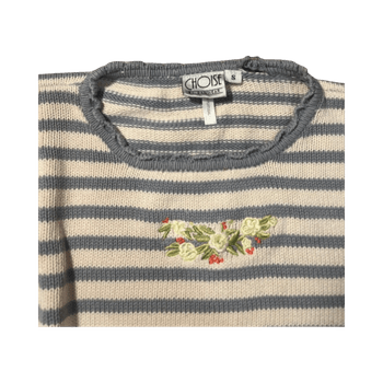 Striped embroidered sweater