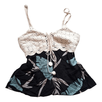 Crochet and leaf print top