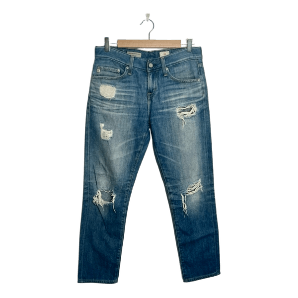 AG Adriano Goldschmied Blue Distressed Jeans The Ex-boyfriend Slim 25R