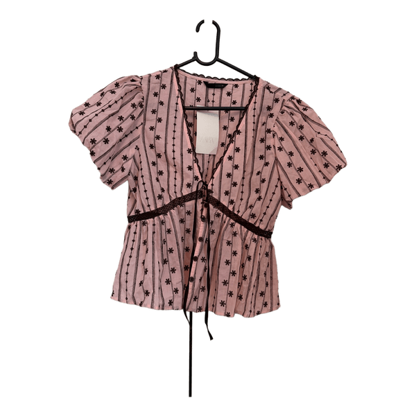 Zara lyserød blomstret top