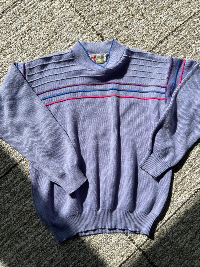 Vaaleanliila vintage villapaita M