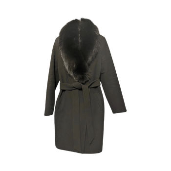 Wool coat with natural fur