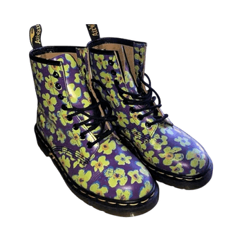 Purple floral print boots dr martens