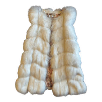 White faux fur vest