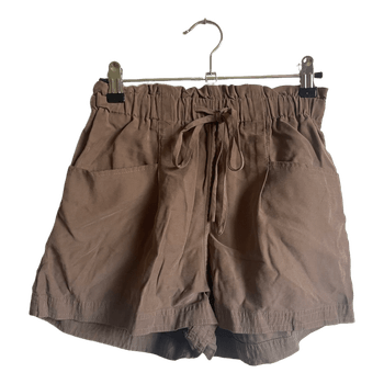 Brown paperbag waist shorts