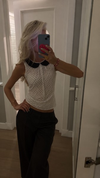 Polka dot sleeveless blouse