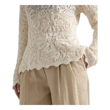Lindex lace knit blouse white boho romantic cottagecore vintage crochet peplum sweater