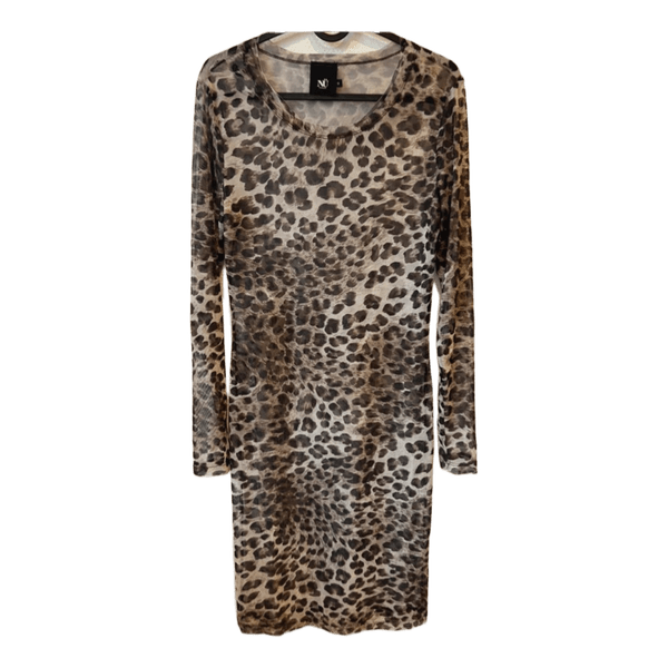 Leopardmønstret meshkjole