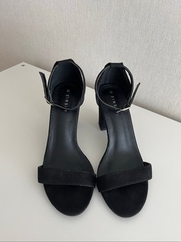 Black block heel sandals