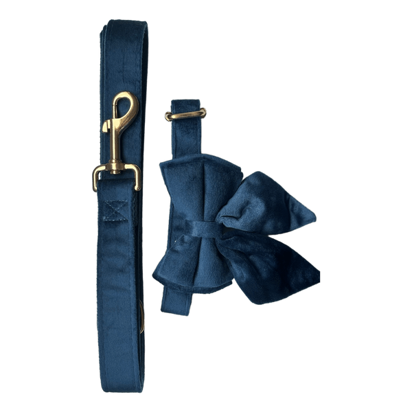 Blue velvet pet collar