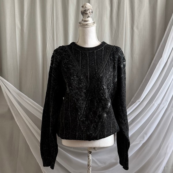 Vintage Black made in korea acrylic textured sweater