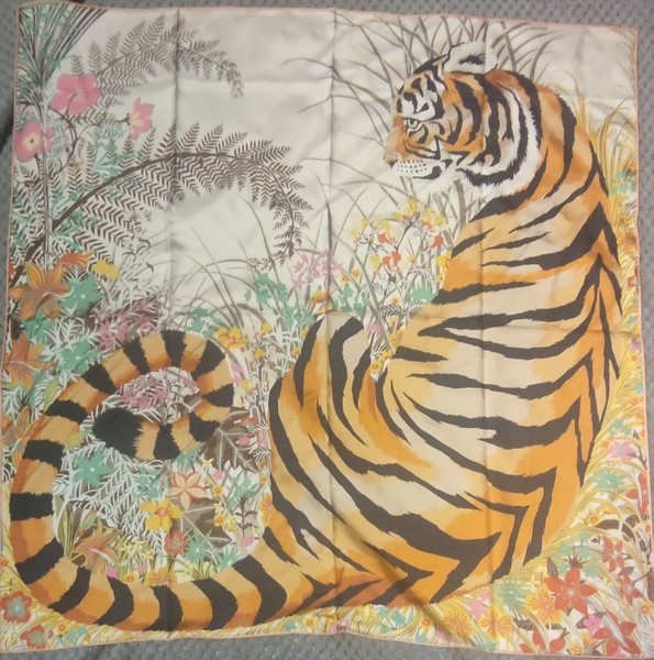 Hermès tiger silk scarf