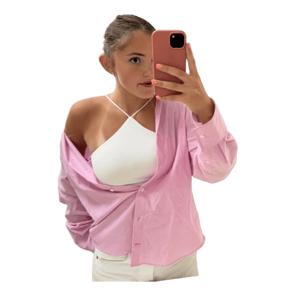 Pink stribet skjorte