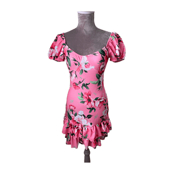 Pink tropical floral mini dress