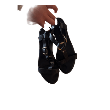 Black leather sandals