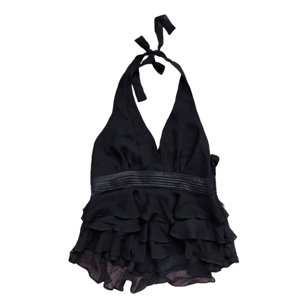 Black silk halter top