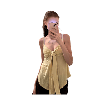 Keltainen solmittava toppi