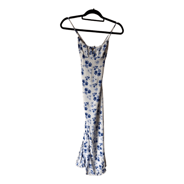 Blue floral print dress
