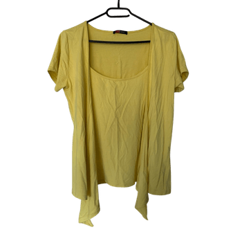 LECOMTE Yellow 2-Piece Twin Set Cardigan & Scoop Neck Top, vintage