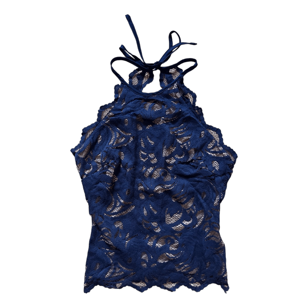 Navy blue lace halter top