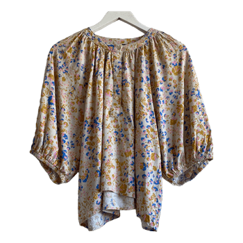 Lindex Floral Viscose Blouse Women’s Size M Puff Sleeves ECOVERO Very Good Condition