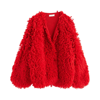 Lindex Premium Quality red fluffy open cardigan