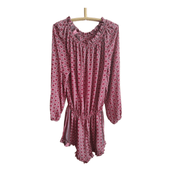 Pink floral print playsuit