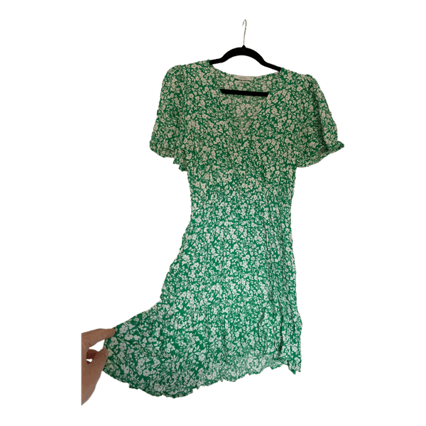 Green floral mini dress