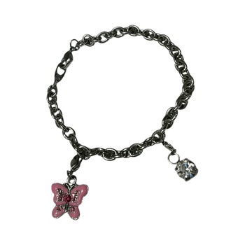 Pink butterfly charm bracelet