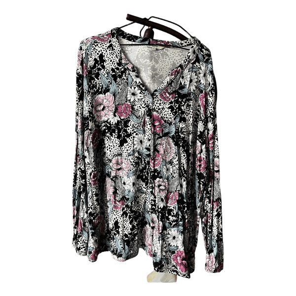 Floral print long-sleeve top