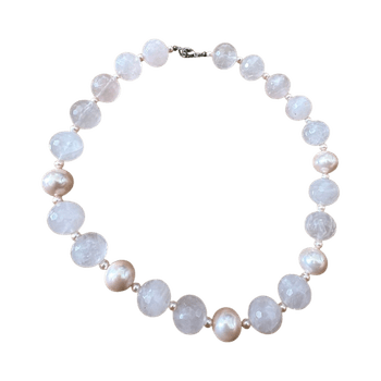 Pink beaded quartz necklace