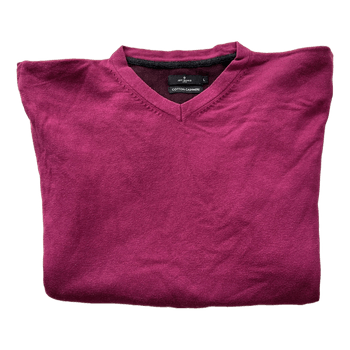 Jeff Banks raspberry cotton cashmere V neck sweater jumper size L