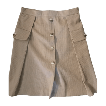 Beige ribbed midi skirt