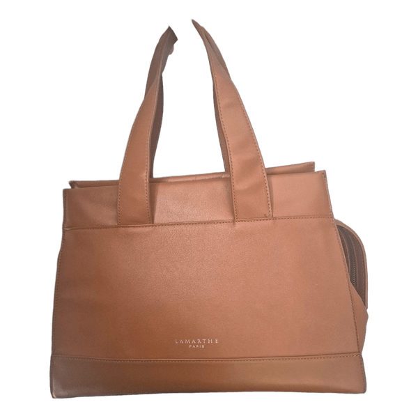Brown leather handbag